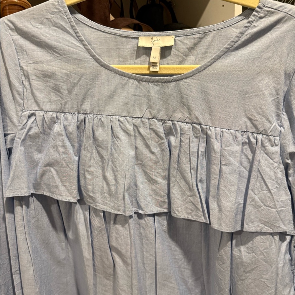 Joie Light Blue Ruffle Blouse